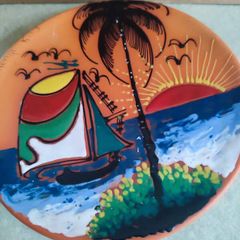 Lovely Terracotta Hanging Wall Plate. 21 Cm. Diameter
