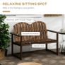 Outdoor Wooden Garden Bench, Patio Loveseat Chair with Slatted Backrest and Smooth Armrests for Two People, for Yard, Lawn, Porch, Carbonised Finish Image 3
