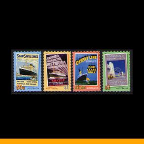 2004 Australia Ocean Liners Advertising (Bon Voyage) Commemorative Stamps Design Set (set of stamps mint never hinged in sealed plastic pack)