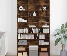 Cabinet Storage Unit Office Bedroom Furniture Interior Smoked Oak 102 x 23 x 177.5 cm Engineered Wood