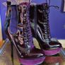 Carvela lace up burgundy patent leather and suede boots stiletto high heels 5 Image 2