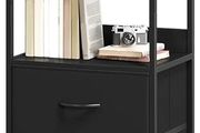 5-Tier Bookcase, Freestanding Bookcase for Living Room Bedroom Home Office, Tall Bookshelf with 3 Fabric Storage Drawers, Shelving Unit Open Storage Display Shelf, Black