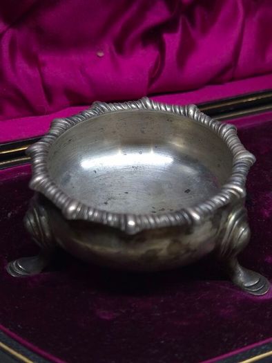 Antique Sterling Silver Salt Cellars Sheffield 1902 Cased Pair
