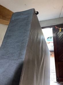 Double Bed Base 120cm x 190cm - Upholstered with Wheels - Good Condition