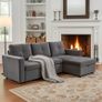 Grey velvet Corner Sofa Bed with Storage & Pull-Out Base Image 2