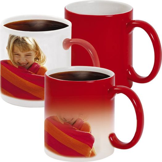 Personalised photo Colour Changing Red Mug with your photo or image in Red