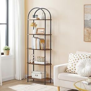5-Tier Bookshelf Bookcase with Metal Frame Rustic Brown