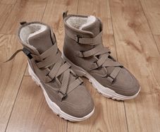Sofie Schnoor Brown Beige Suede Fleece Lined Chunky Strap Boots 5UK/38EU
