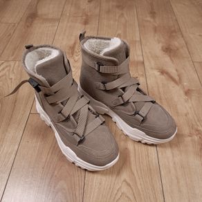 Sofie Schnoor Brown Beige Suede Fleece Lined Chunky Strap Boots 5UK/38EU