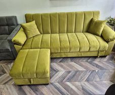 Yadhi 3-4 Seater Sofa Bed + Matching Pouffe  Lime