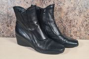 Womens CLARKS black wedge casual boots zip up ankle Size UK 7.5 EU 41