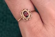 9ct Gold Garnet Ring New Old Stock 2007, Size M
