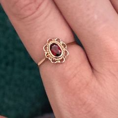 9ct Gold Garnet Ring New Old Stock 2007, Size M