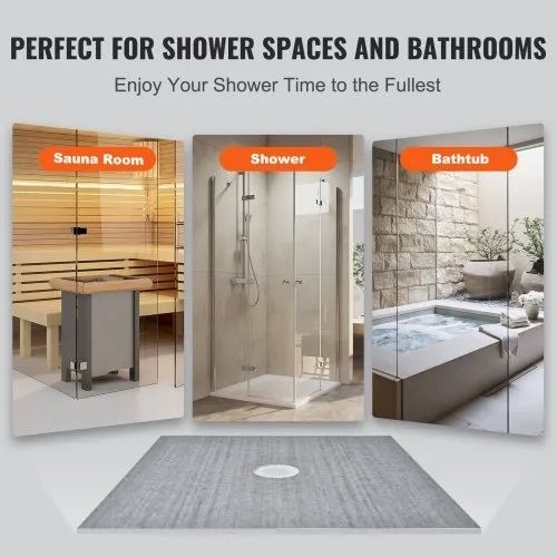 Shower Curb Kit, 1828x1828mm Shower Pan Kit with 160mm Central Drain, Lightweight EPS Shower Installation Kits with 2 Waterproof Cloths