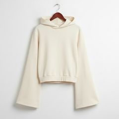 Maison Margiela Drop Shoulder Hooded Sweatshirt Sz 8UK 4US S Beige Flare Sleeves