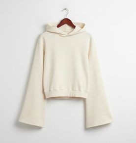 Maison Margiela Drop Shoulder Hooded Sweatshirt Sz 8UK 4US S Beige Flare Sleeves