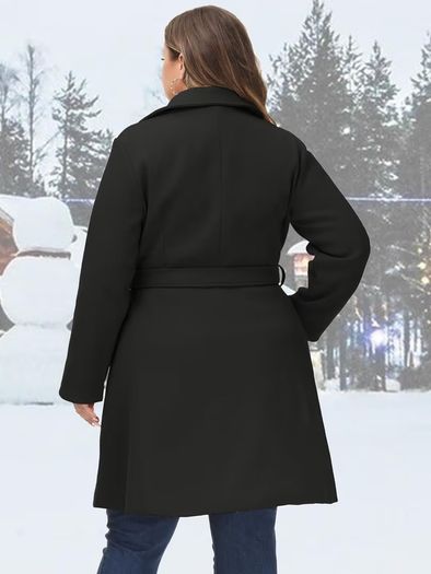 Brand New Hanna Nikole Women's Plus Size Wool Coat Double-Breasted -