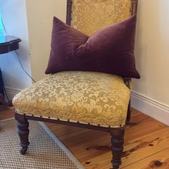 Vintage Solid Wood Upholstered Armchair