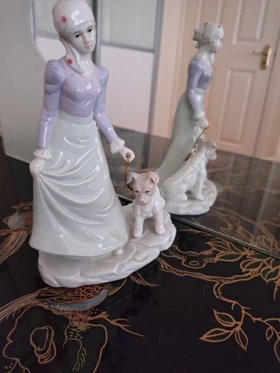 Vintage Figurine of Girl Walking Dog