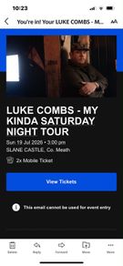 2X Luke Combs Tickets Sunday 19th July