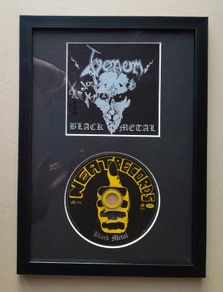 VENOM Black Metal autographed CD in a frame