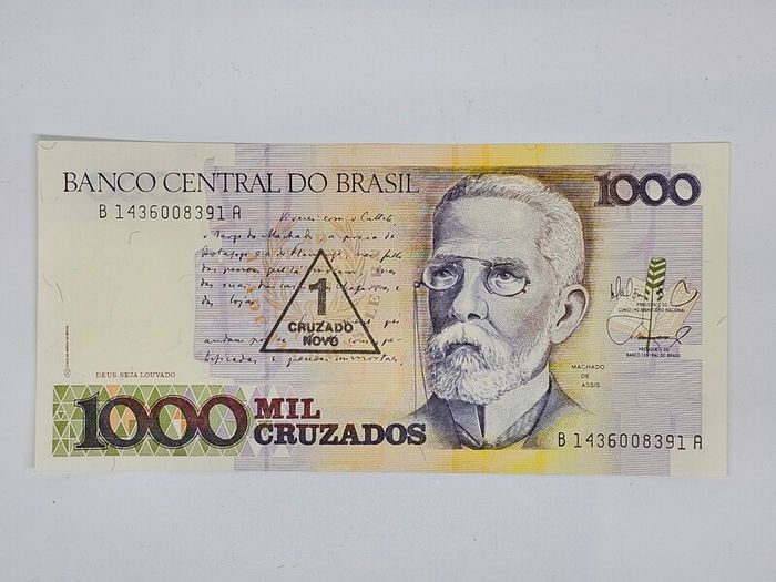 Brasil 1000 Cruzados Banknote  Couterstamped
