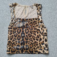 River Island Leopard Print Sequin Top
