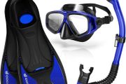 Snorkel Set for Adult Include Anti-Fog Snorkeling Mask, Dry Snorkel, Swim Fins for Men and Women,Complete Diving Equipment for Swimmers as Gifts