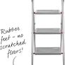 3 Folding Stepladder Large Step Stool with Non-Slip Feet, Collapsible for Compact Storage, Strong Steel Structure, Safety Clip, 150kg Weight Capacity, 105cm High, Pink/Grey Image 5