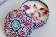 Boho Style Scented Candle with Flower Petals - ideal for meditation, altars and home spa &amp; relaxing baths