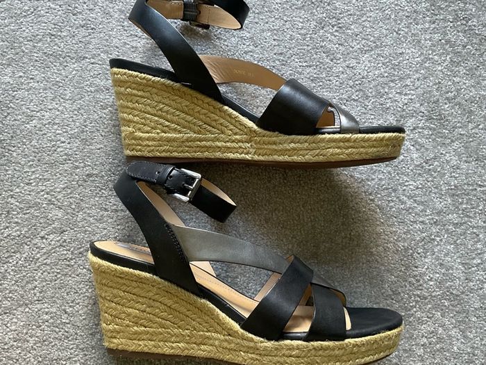 Sandals Geox Respira Platform in black and mat silver NEW
