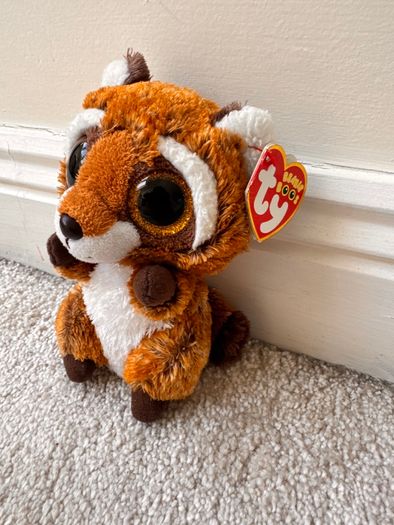 Ty Beanie Boos Rusty the Raccoon TySilk Beanie Soft Plush approx. 15 cm. Used Please see photos