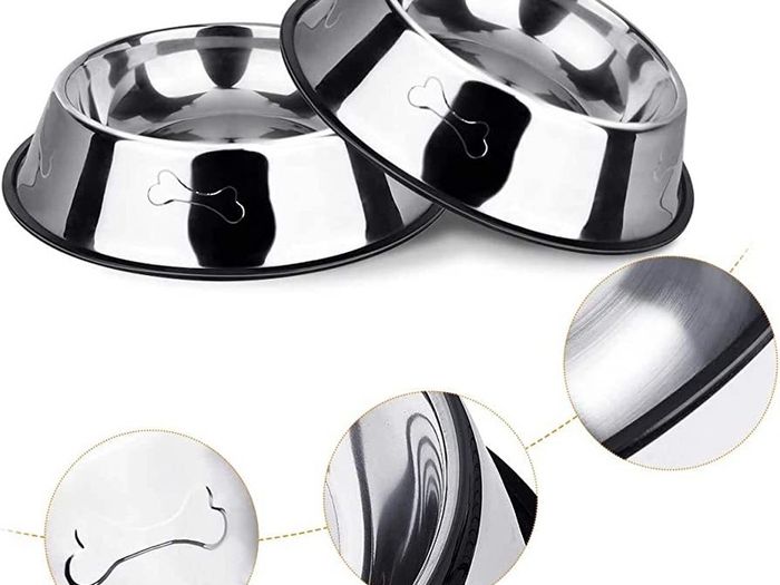 2 Stainless Steel Dog Bowls, Dog Feeding Bowls, Dog Plate Bowls With Non-slip Rubber Bases,Small Pet Feeder Bowls And Water Bowls (FREE POSTAGE)