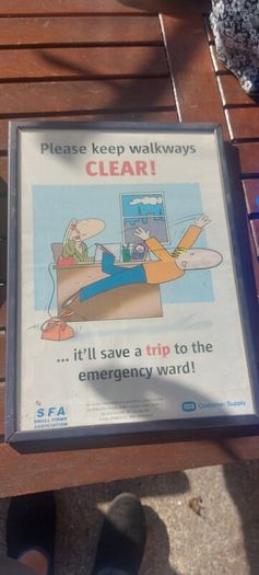 2 x framed safety pictures for ESB illustrated images,,,buyer collects, nice for any advertising wall display,,one glass broke on one picture,but can be easy replace ,,sold as seen,I reckon 80s 90s