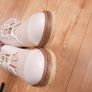 Clarks Off-White Cream Woven Canvas & Leather Toe-Cap Oxford Shoes Brogues 6.5UK/40EU Image 8