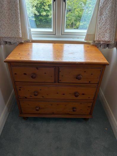 wardrobe, chest of drawers and mirror