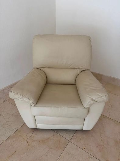 Cream Leather Armchair