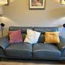 Modern Slate Blue Genuine Leather Sofa 3 seater Image 2