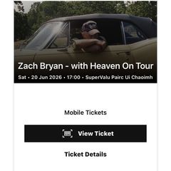 Zach Bryan ticket 20th June