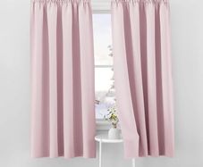 Nursery Thermal Insulated Window Curtain - Pencil Pleated Light Block Curtain Drapes for Girl's Room Solid Bedroom Window Treatment for Noise Reducing, 2 Panels, W46 X L72, Pink