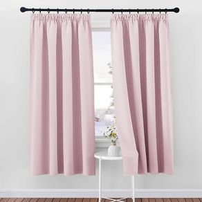 Nursery Thermal Insulated Window Curtain - Pencil Pleated Light Block Curtain Drapes for Girl's Room Solid Bedroom Window Treatment for Noise Reducing, 2 Panels, W46 X L72, Pink