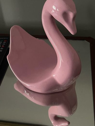 80s retro ceramic swan guest towel or napkin holder