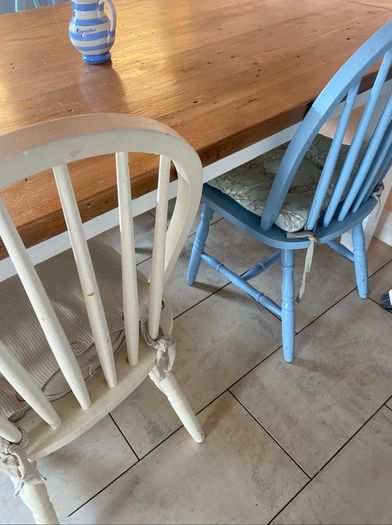 Solid Wood Farmhouse Kitchen Table + 4 Chairs
