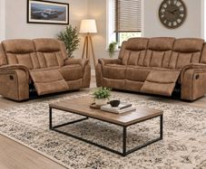 Westwood Grey & Biscuit Fabric Recliner Sofa Set
