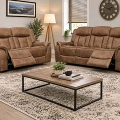 Westwood Grey & Biscuit Fabric Recliner Sofa Set