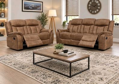 Westwood Grey & Biscuit Fabric Recliner Sofa Set