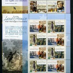 2001 Ireland Irish Heritage in Australia (Ned Kelly, Peter Lalor, Settlers, emigrants) Commemorative Stamps Sheetlet Mint Never Hinged (MNH)