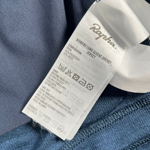 RAPHA Brevet Jersey Womens Small Blue Full Zip Long Sleeve Jacket Wool Blend