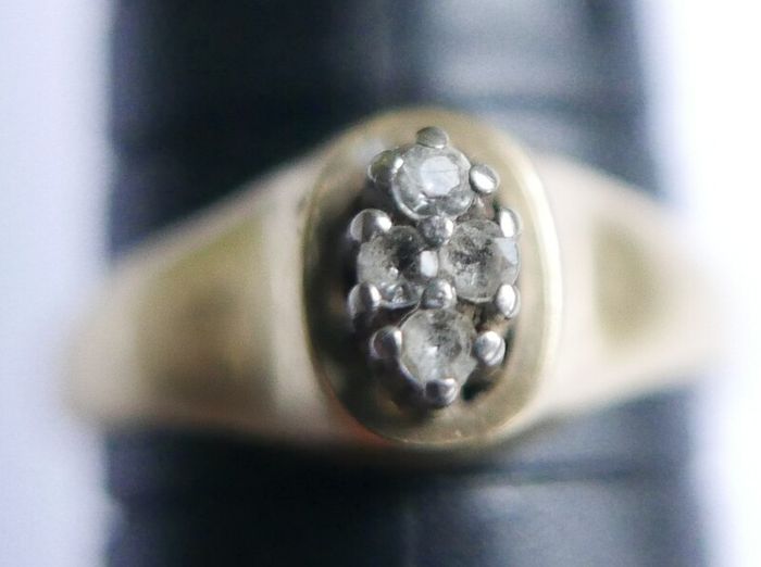 Vintage 14K White Yellow Gold  Diamond Wedding Engagement  Ring size P1/2 - 3,6g