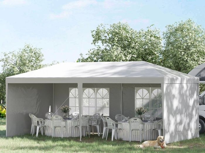 6 x 3 m Party Tent Gazebo Marquee Outdoor Patio Canopy Shelter with Windows and Side Panels White